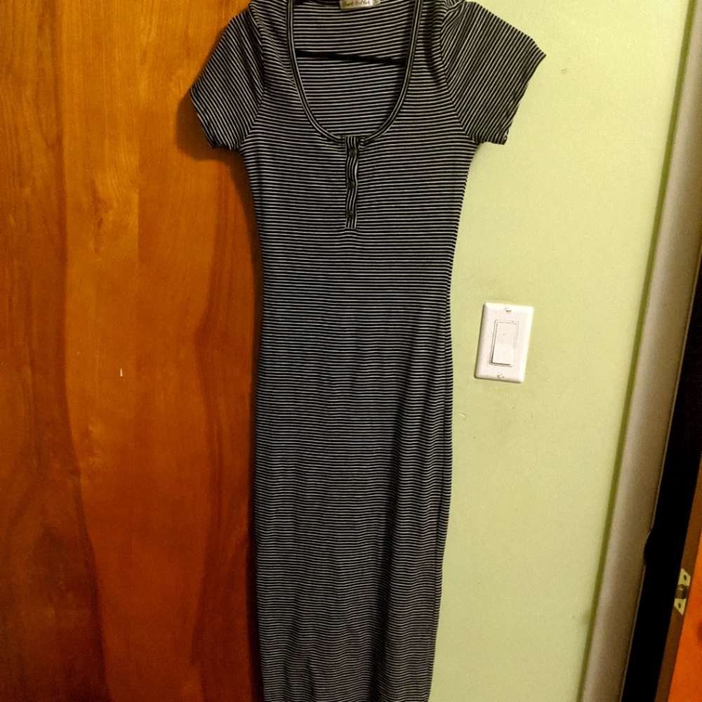 Black and White Striped Bodycon Long Dress